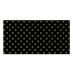 Polka Dots - Army Green on Black Satin Shawl