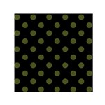 Polka Dots - Army Green on Black Small Satin Scarf  (Square)