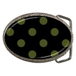 Polka Dots - Army Green on Black Belt Buckle