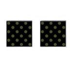 Polka Dots - Army Green on Black Cufflinks (Square)