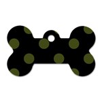 Polka Dots - Army Green on Black Dog Tag Bone (One Side)