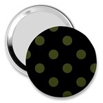 Polka Dots - Army Green on Black 3  Handbag Mirror