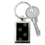 Polka Dots - Army Green on Black Key Chain (Rectangle)