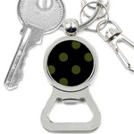 Polka Dots - Army Green on Black Bottle Opener Key Chain