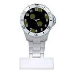 Polka Dots - Army Green on Black Nurses Watch