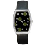 Polka Dots - Army Green on Black Barrel Style Metal Watch