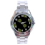 Polka Dots - Army Green on Black Stainless Steel Analogue Watch