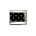 Polka Dots - Army Green on Black Italian Charm (9mm)