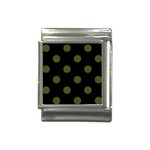 Polka Dots - Army Green on Black Italian Charm (13mm)