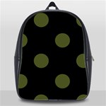 Polka Dots - Army Green on Black School Bag (XL)