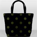 Polka Dots - Army Green on Black Bucket Bag