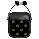 Polka Dots - Army Green on Black Girls Sling Bag