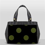 Polka Dots - Army Green on Black Oversize Office Handbag (One Side)