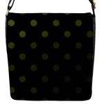 Polka Dots - Army Green on Black Flap Closure Messenger Bag (S)