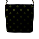 Polka Dots - Army Green on Black Flap Closure Messenger Bag (L)