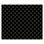 Polka Dots - Army Green on Black Double Sided Flano Blanket (Small)