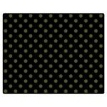 Polka Dots - Army Green on Black Double Sided Flano Blanket (Medium)