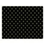 Polka Dots - Army Green on Black Double Sided Flano Blanket (Large)