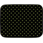 Polka Dots - Army Green on Black Fleece Blanket (Mini)