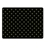 Polka Dots - Army Green on Black Fleece Blanket (Small) (One Side)