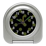 Polka Dots - Army Green on Black Desk Alarm Clock