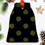 Polka Dots - Army Green on Black Ornament (Bell)