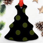 Polka Dots - Army Green on Black Ornament (Christmas Tree)