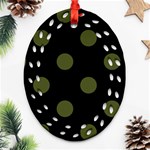 Polka Dots - Army Green on Black Ornament (Bell) Ornament (Oval Filigree)