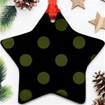 Polka Dots - Army Green on Black Ornament (Star)