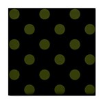 Polka Dots - Army Green on Black Tile Coaster