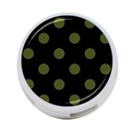 Polka Dots - Army Green on Black 4-Port USB Hub (One Side)