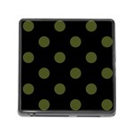 Polka Dots - Army Green on Black Memory Card Reader (Square)