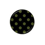 Polka Dots - Army Green on Black Hat Clip Ball Marker