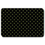 Polka Dots - Army Green on Black Large Doormat