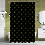 Polka Dots - Army Green on Black Shower Curtain 48  x 72  (Small)