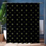 Polka Dots - Army Green on Black Shower Curtain 60  x 72  (Medium)