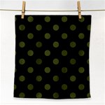 Polka Dots - Army Green on Black Face Towel