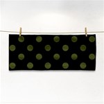 Polka Dots - Army Green on Black Hand Towel