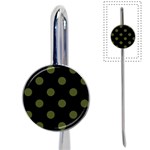 Polka Dots - Army Green on Black Book Mark