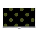 Polka Dots - Army Green on Black Business Card Holder