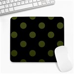 Polka Dots - Army Green on Black Large Mousepad