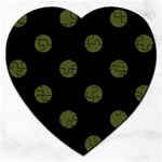 Polka Dots - Army Green on Black Jigsaw Puzzle (Heart)