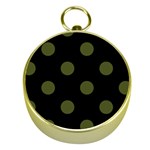 Polka Dots - Army Green on Black Gold Compass