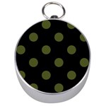 Polka Dots - Army Green on Black Silver Compass