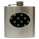 Polka Dots - Army Green on Black Hip Flask (6 oz)