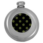 Polka Dots - Army Green on Black Hip Flask (5 oz)