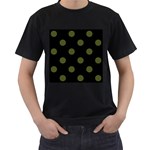 Polka Dots - Army Green on Black Men s T-Shirt (Black)