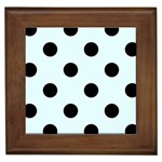 Polka Dots - Black on Bubbles Cyan Framed Tile