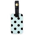 Polka Dots - Black on Bubbles Cyan Luggage Tag (One Side)