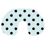 Polka Dots - Black on Bubbles Cyan Travel Neck Pillow